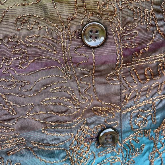 Chico's Iridescent/ Bronze Embroidered Blazer-Size 1 - Picture 7 of 12